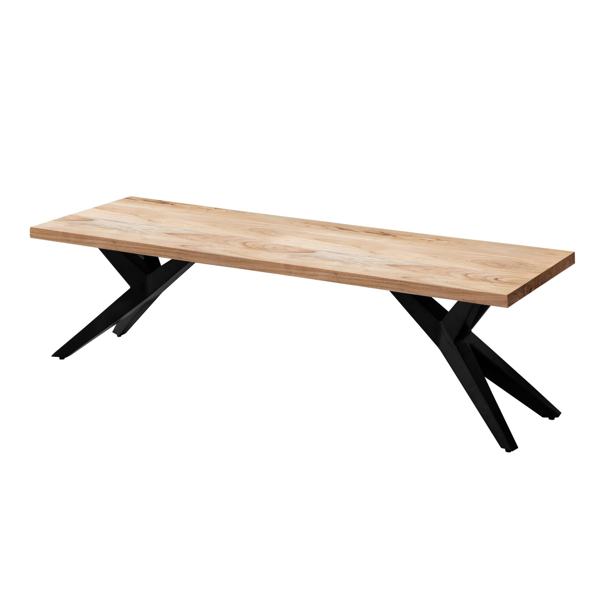 Dining Bench 120x45x45 cm | Solid Acacia Wood | Matte Black Metal
