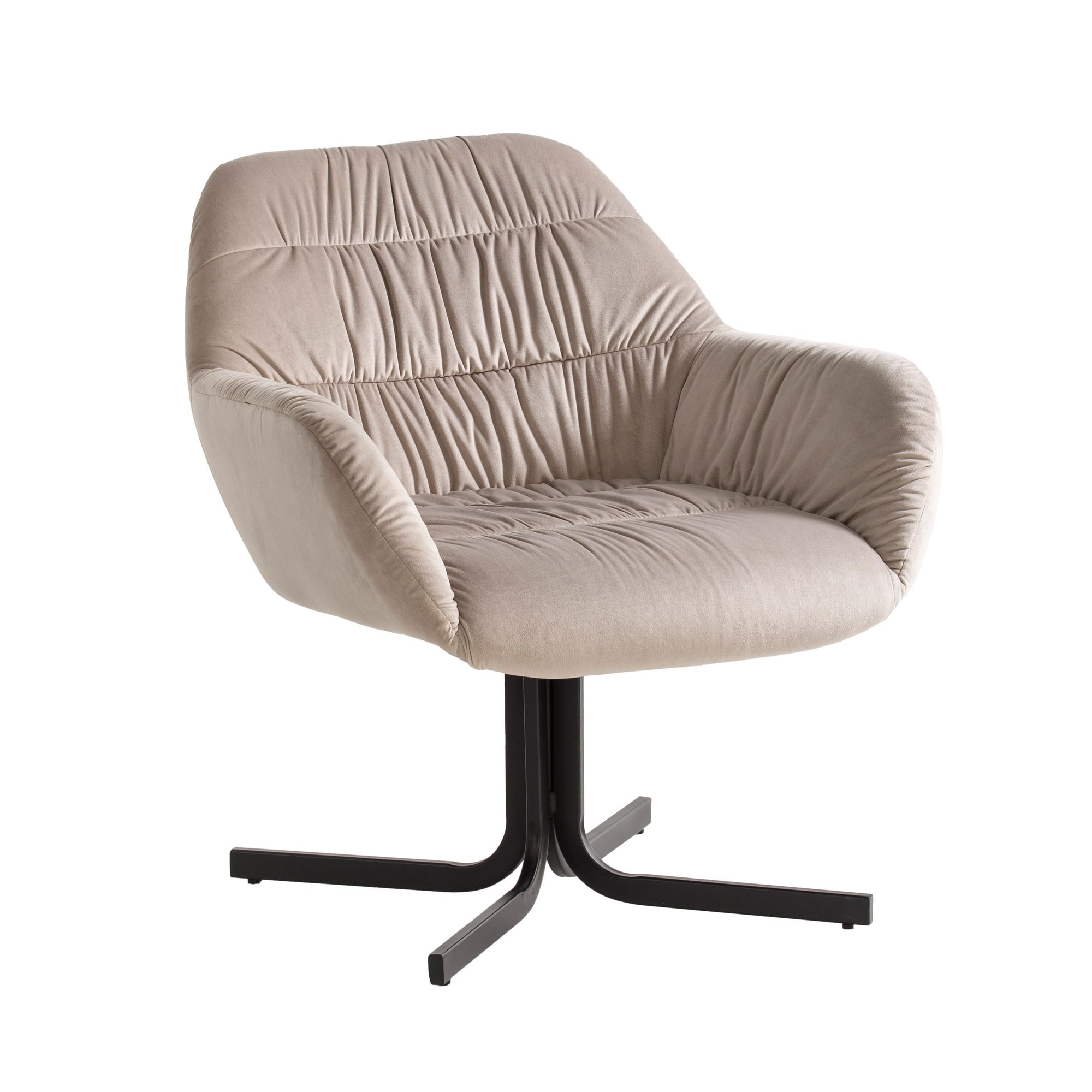 WOHNLING lounge chair club chair velvet metal beige cocktail chair shell chair