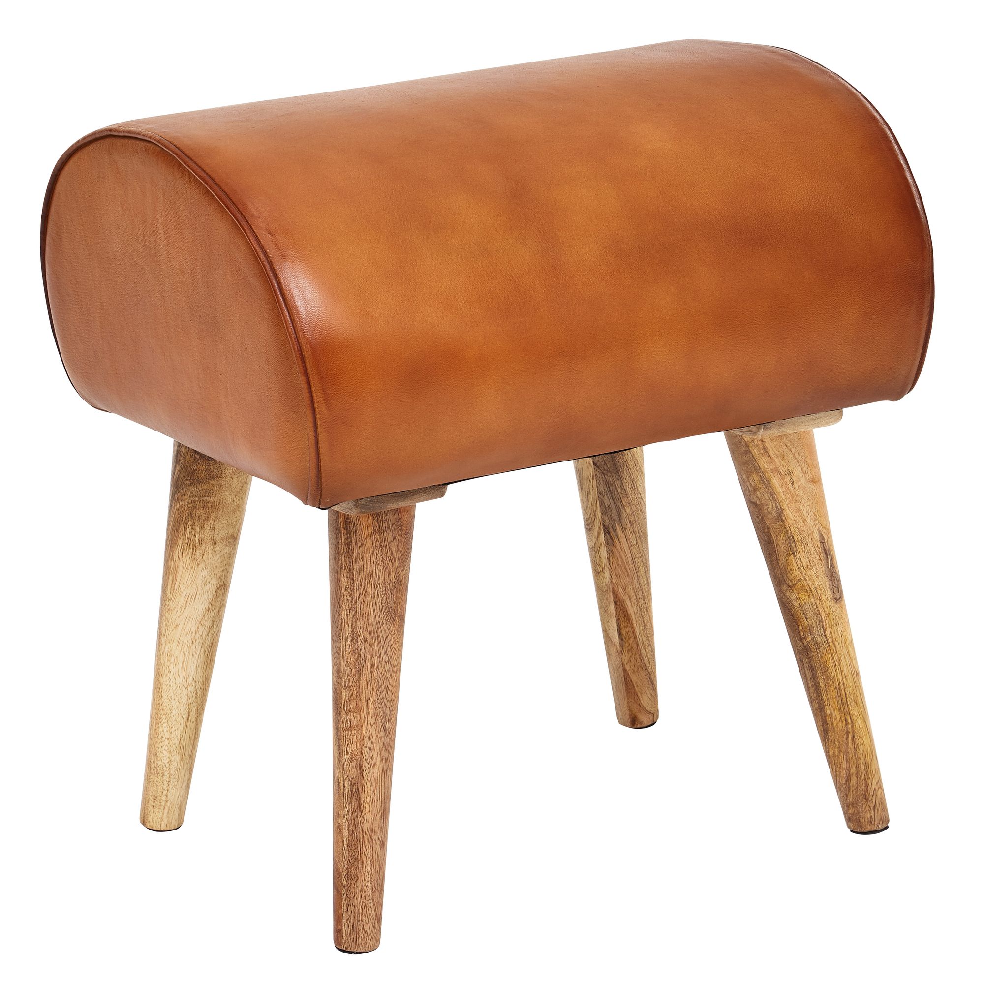 Stool genuine leather / solid wood 45 x 53 x 40 cm modern leather stool
