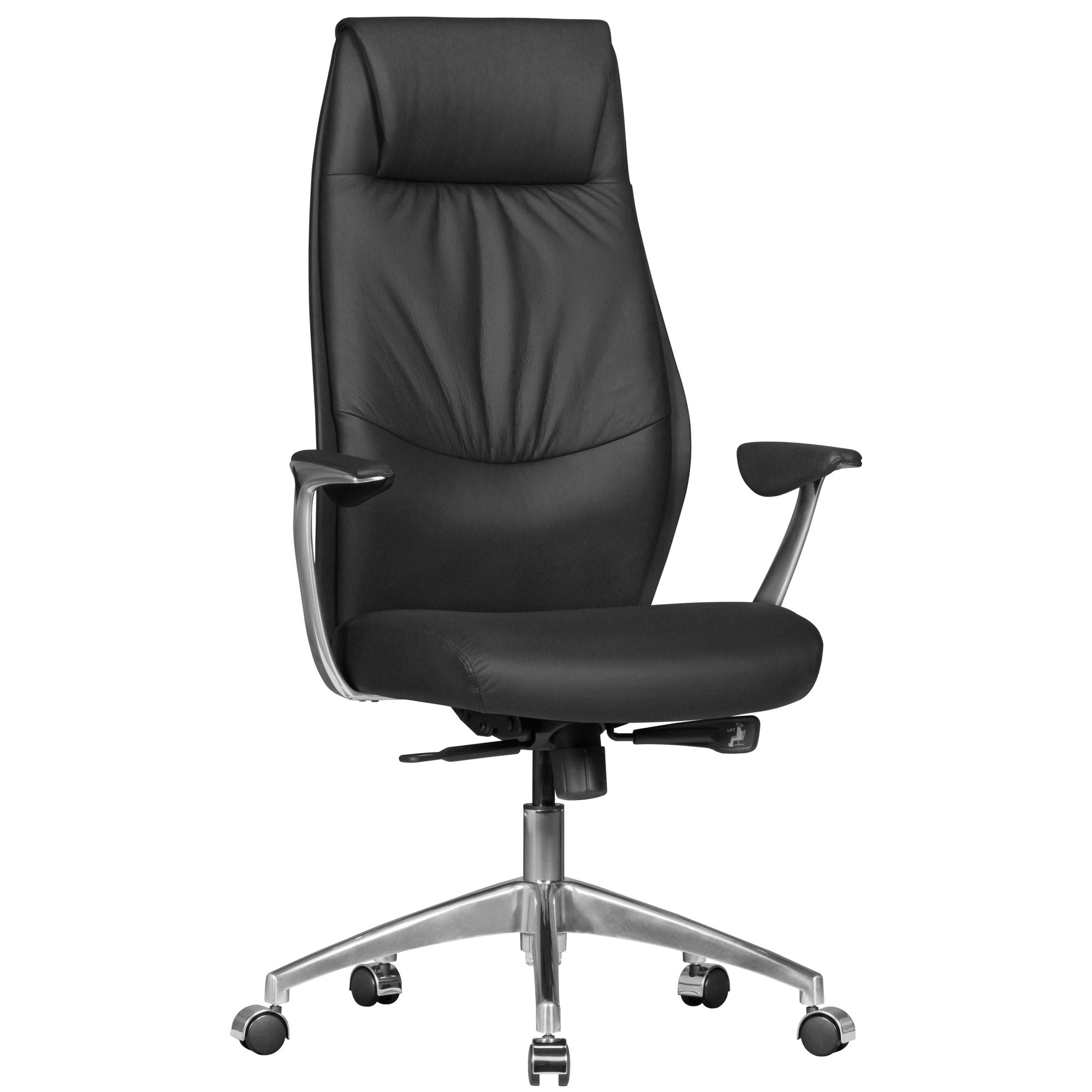Black Genuine Leather XXL Office Chair | Synchro Mechanism | Dimensions 117-127 cm H x 67 cm W x 58 cm D