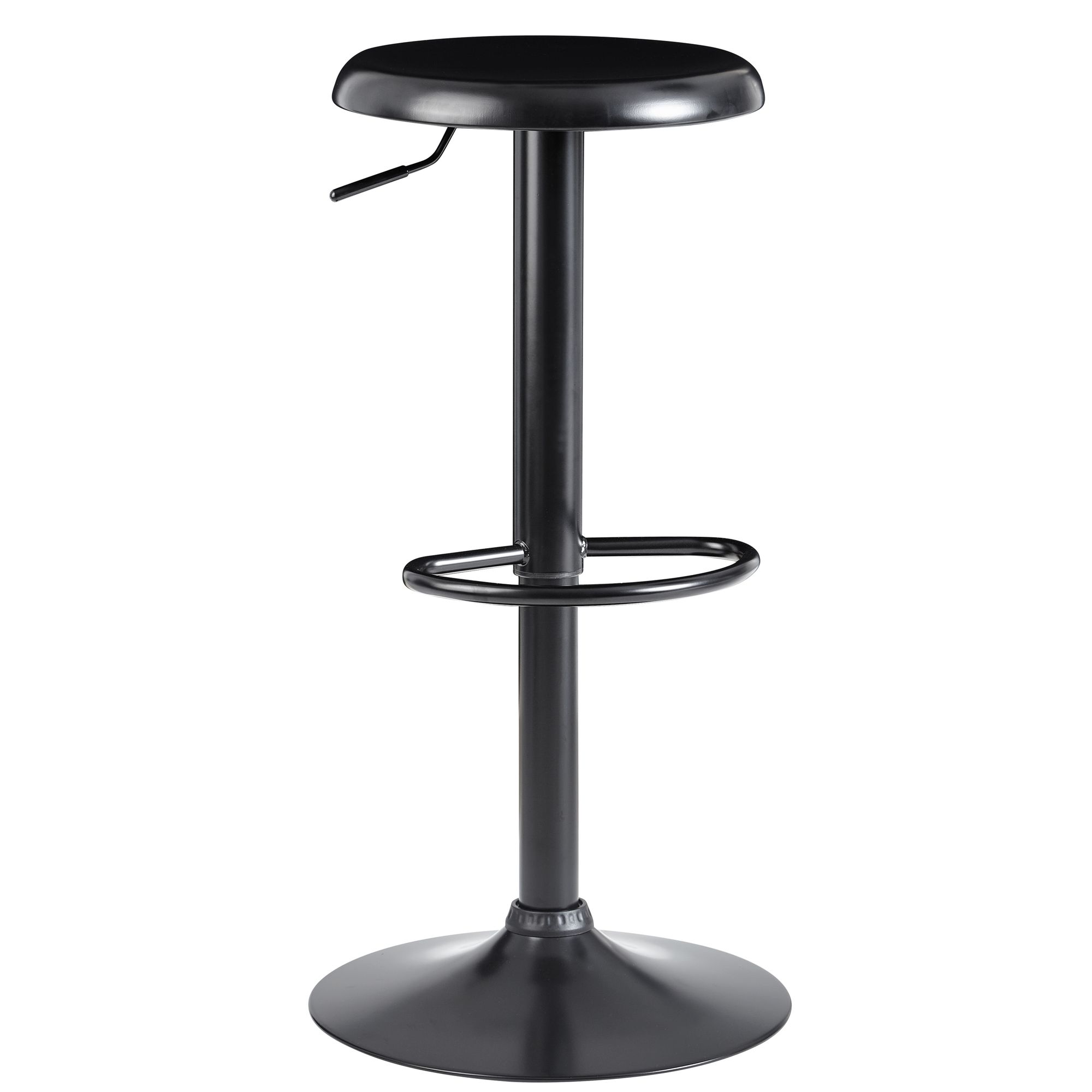 Black Backless Bar Stool | Solid Metal | 40 x 58-79 cm | 100 kg Capacity
