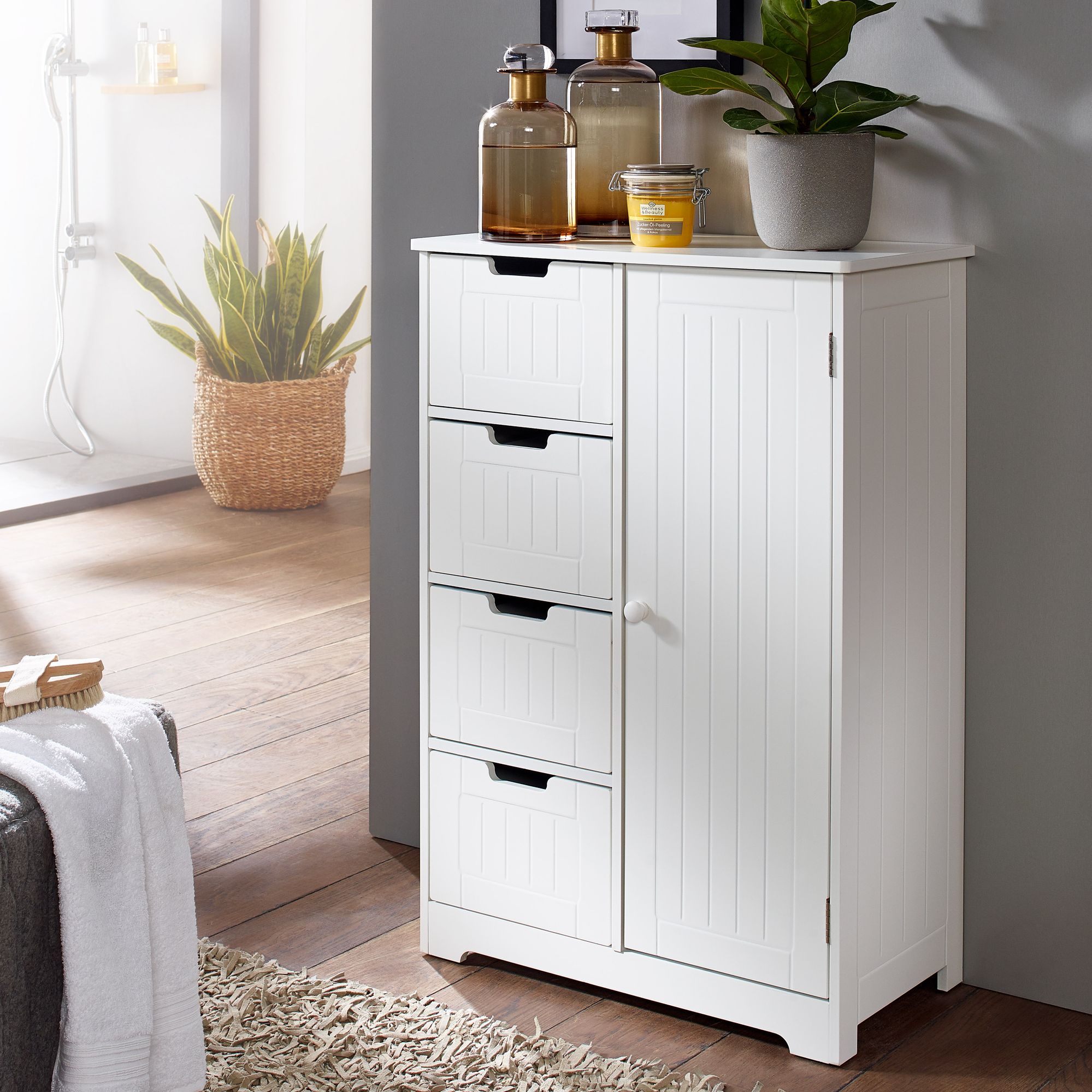 Design bathroom cabinet luis country style mdf wood 65 x 83 x 30 cm white