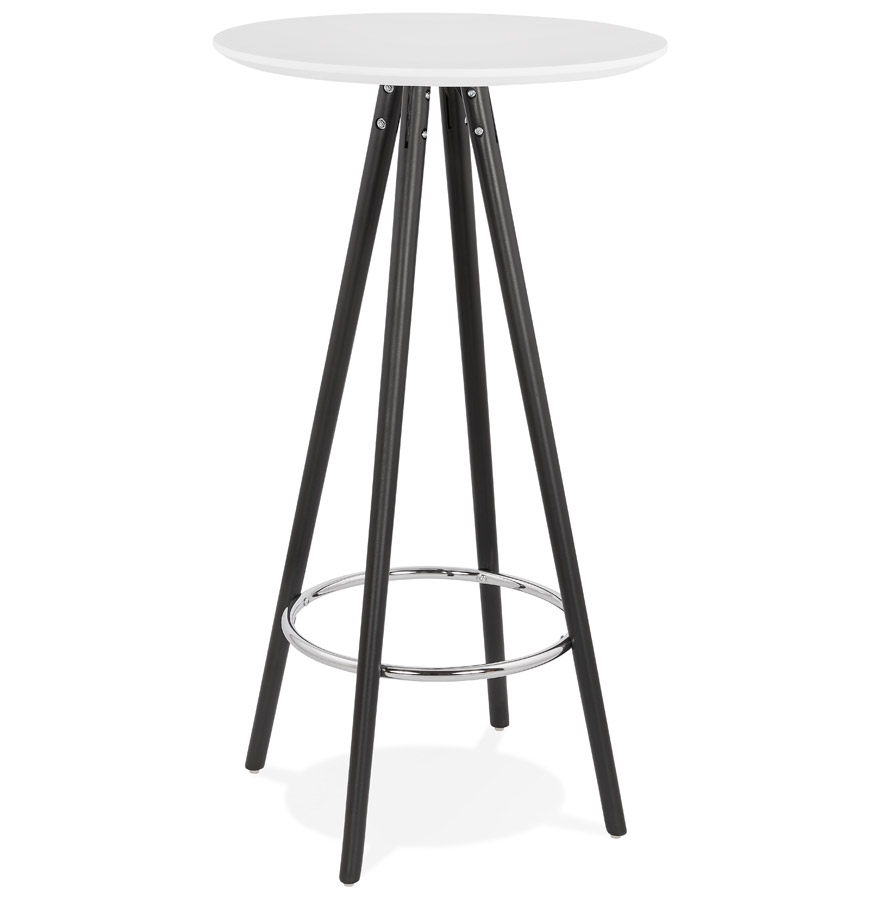 High table/Round table 'GALA' in white wood and black legs