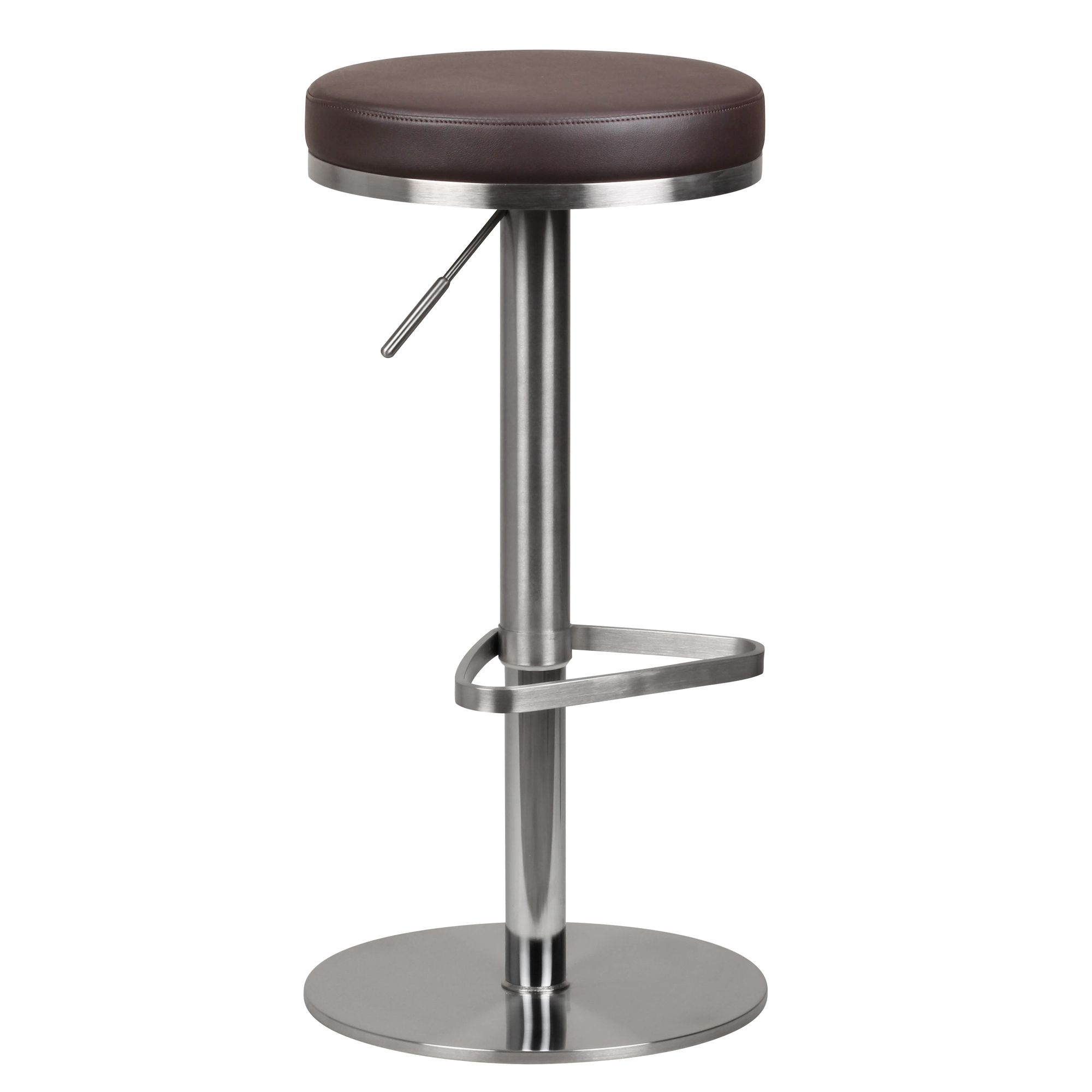 Brown PU Leather Stainless Steel Bar Stool Adjustable 57-82 cm | 360° Swivel Modern Design