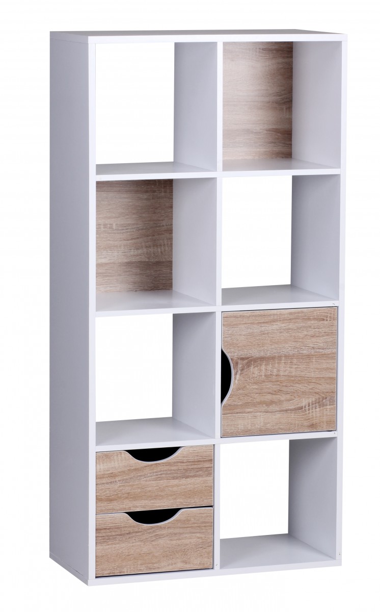 Bookcase massa 60 x 120 x 29 cm white sonoma oak with drawers and door
