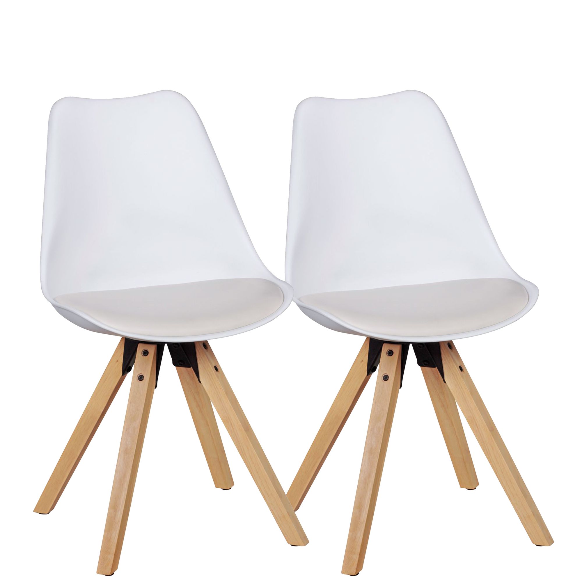 2x Retro Dining Chair LIMA White | Faux Leather | 49x87x52 cm
