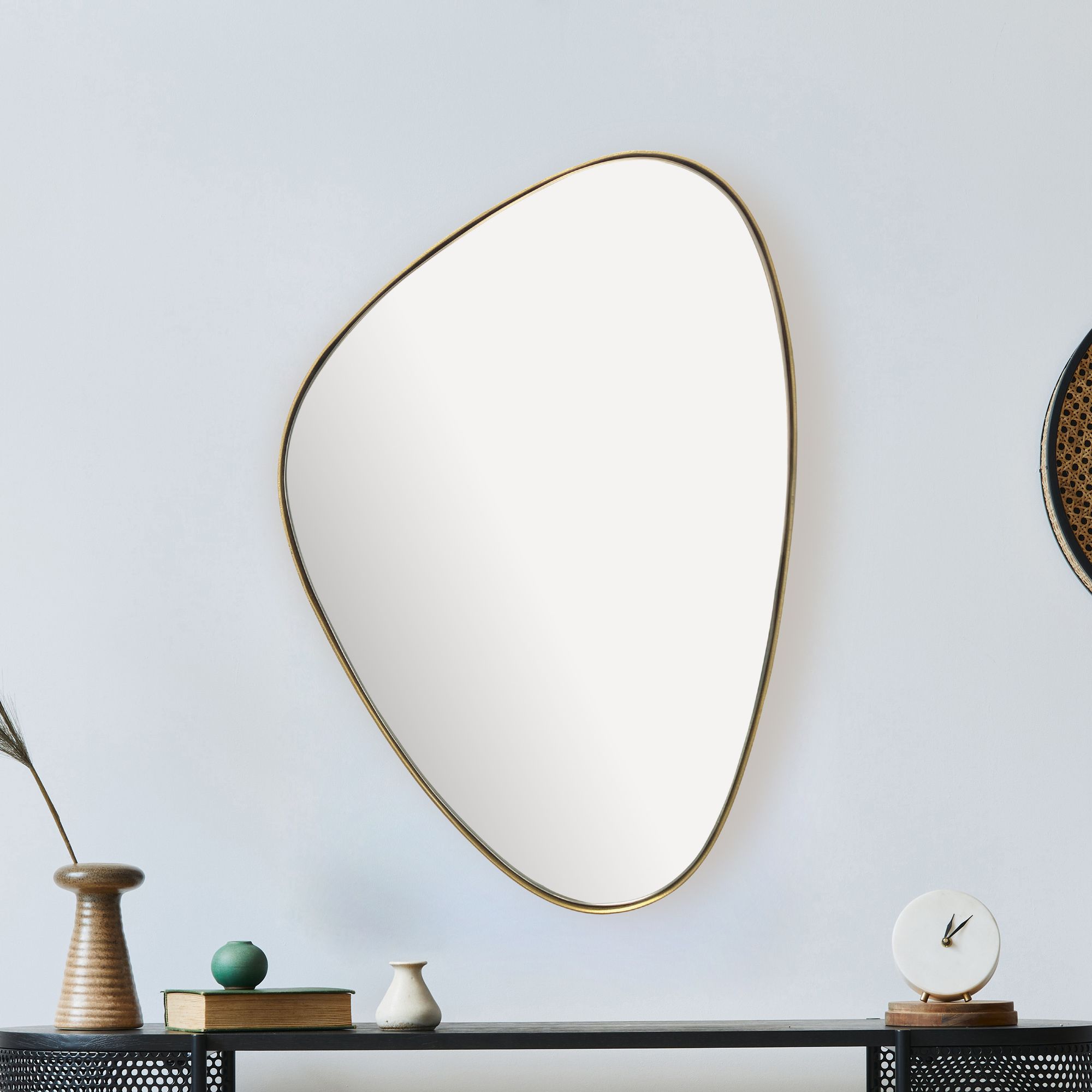 Asymmetric Wall Mirror | Gold Metal Frame | 46x70 cm
