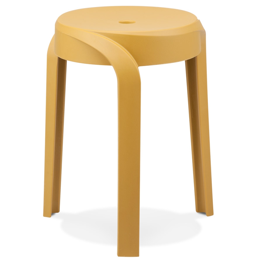 Mustard plastic 'POMPA' stackable low stool